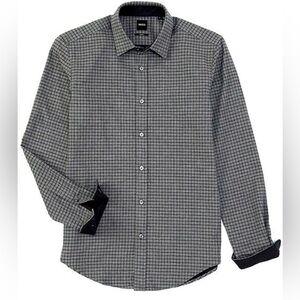 Hugo Boss Black and Gray winter long sleeve button up shirt, S